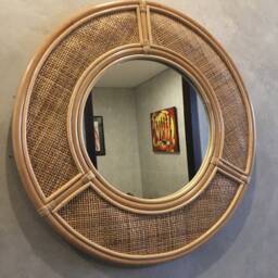 Rattan Mirror - Cane Square Webbing Wall Decor - thumbnail 3