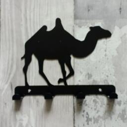 Bactrian Camel Silhouette Key Hook Rack - Desert Metal Wall Art - thumbnail 2