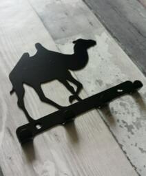 Bactrian Camel Silhouette Key Hook Rack - Desert Metal Wall Art - thumbnail 1