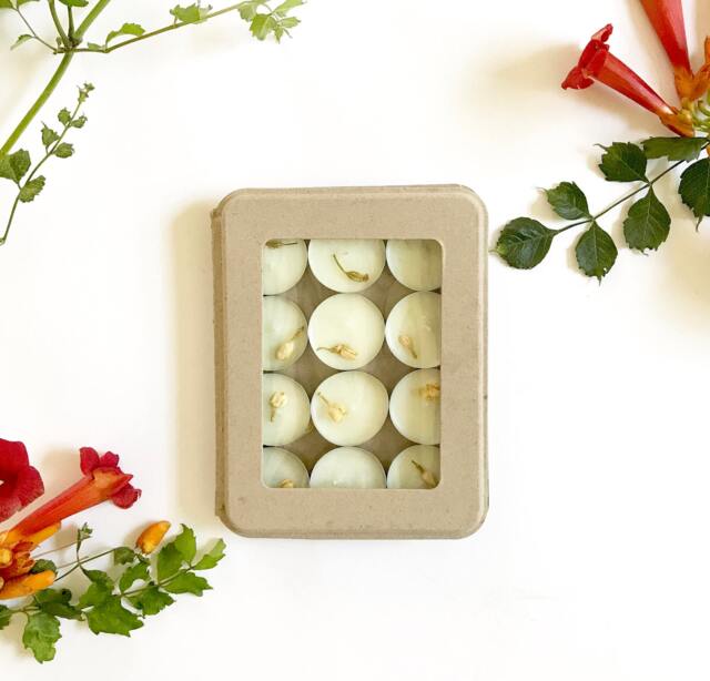 Honeysuckle Jasmine Soy Tealight Candles Hand Poured, Eco-Friendly - Set Of 12 - image 1