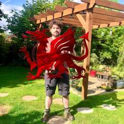 Red Welsh Dragon Metal Wall Art Gift Y Ddraig Goch Cymru Flag Decor Wales Present Memorial Celtic Plaque Christmas - 80cm - thumbnail 3