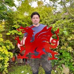 Red Welsh Dragon Metal Wall Art Gift Y Ddraig Goch Cymru Flag Decor Wales Present Memorial Celtic Plaque Christmas - 80cm - thumbnail 4