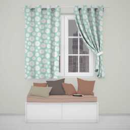 Teal Background White Daisy Floral Seamless Pattern Readymade Eyelet Ring Top Thermal 100% Blackout Curtains - thumbnail 1