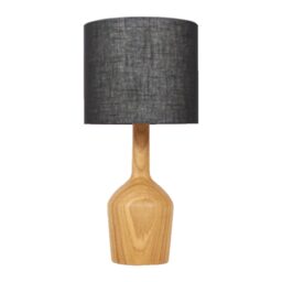 Hand Turned Oak Table Lamp/Wooden Lamp/ Mid Cantury Modern Style Scandinavian - thumbnail 3
