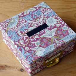 William Morris Strawberry Thief Petite Plum Receipt Box Handmade Stationery Storage - thumbnail 2