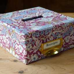 William Morris Strawberry Thief Petite Plum Receipt Box Handmade Stationery Storage - thumbnail 4