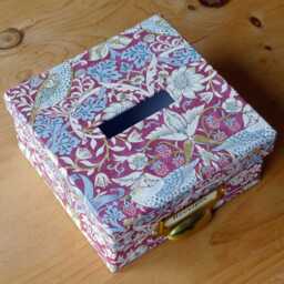 William Morris Strawberry Thief Petite Plum Receipt Box Handmade Stationery Storage - thumbnail 3