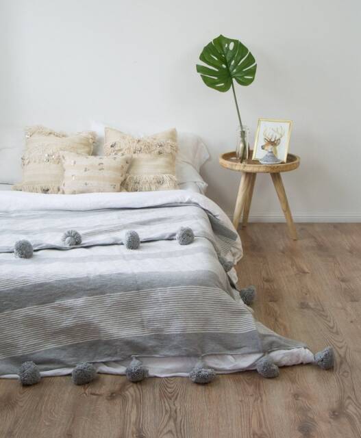 Artisan Pom Blanket - Handmade Moroccan Tassel Throw Cozy Bedroom Gift - image 1