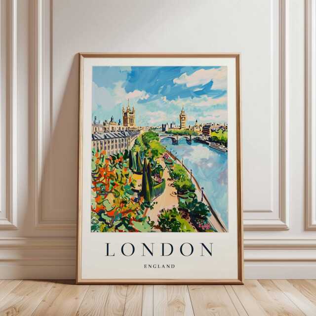 London Travel Poster England Cityscape Art Print - image 1