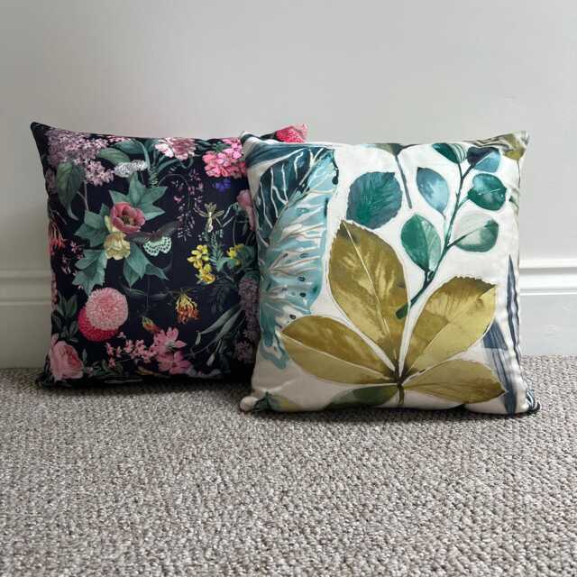 Rainforest Velvet Cushion Handmade Tropical Leaves Pillow With Zip - image 1