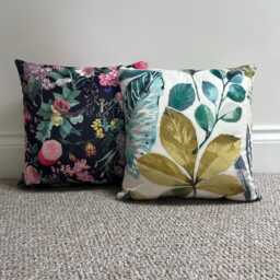 Rainforest Velvet Cushion Handmade Tropical Leaves Pillow With Zip - thumbnail 1