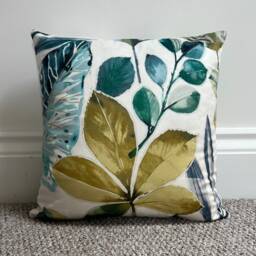 Rainforest Velvet Cushion Handmade Tropical Leaves Pillow With Zip - thumbnail 2