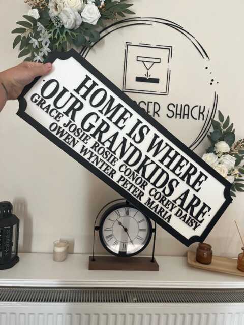70cm Long - Home Is Where My Grandkids Are - Street Sign 3D Look Personalised Wall Mdf Decor Gift Upto 12 Names Home - image 1