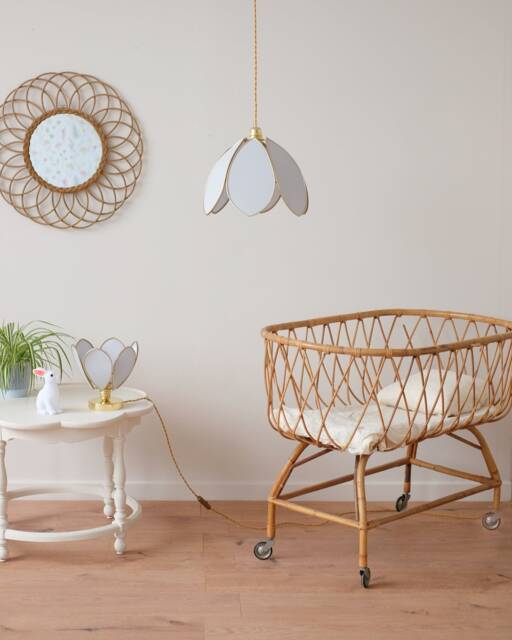 Simple Flower Pendant Light - Baby Blue & Gold - image 1
