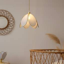 Simple Flower Pendant Light - Baby Blue & Gold - thumbnail 2