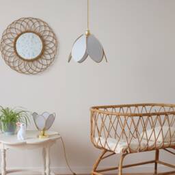 Simple Flower Pendant Light - Baby Blue & Gold - thumbnail 3