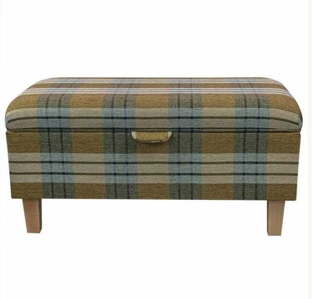 storage Footstool, Ottoman, Pouffe in A Kintyre Pampas Tartan Fabric - British Handmade - image 1