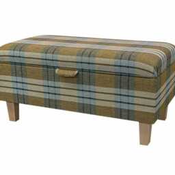 storage Footstool, Ottoman, Pouffe in A Kintyre Pampas Tartan Fabric - British Handmade - thumbnail 2
