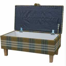 storage Footstool, Ottoman, Pouffe in A Kintyre Pampas Tartan Fabric - British Handmade - thumbnail 3