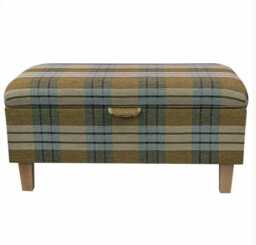 storage Footstool, Ottoman, Pouffe in A Kintyre Pampas Tartan Fabric - British Handmade - thumbnail 1