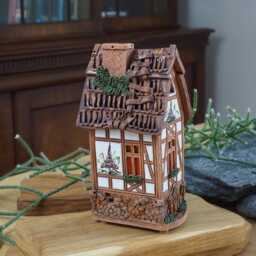 Handcrafted Ceramic Tealight Holder - Miniature House From Fantasy Collection - thumbnail 3