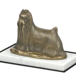 Yorkshire Terrier, Dog White Marble Base Statue, Limited Edition, Artdog. Made Of Cold Cast Bronze. Perfect Gift. Limited Edition - thumbnail 2