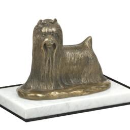 Yorkshire Terrier, Dog White Marble Base Statue, Limited Edition, Artdog. Made Of Cold Cast Bronze. Perfect Gift. Limited Edition - thumbnail 3