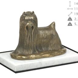 Yorkshire Terrier, Dog White Marble Base Statue, Limited Edition, Artdog. Made Of Cold Cast Bronze. Perfect Gift. Limited Edition - thumbnail 4