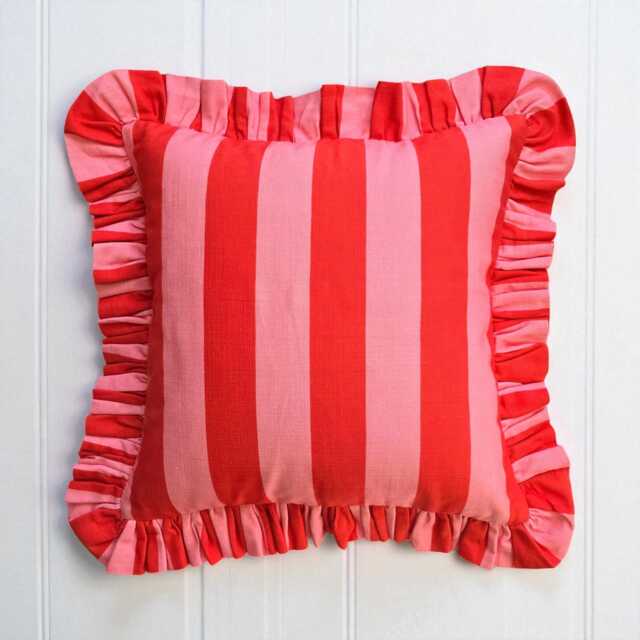 Frill Linen Striped Pillow Cover - Ruffle Different Color Options With Edges Lulu - image 1