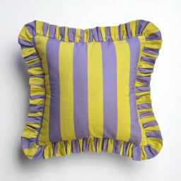 Frill Linen Striped Pillow Cover - Ruffle Different Color Options With Edges Lulu - thumbnail 3