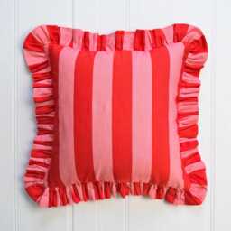 Frill Linen Striped Pillow Cover - Ruffle Different Color Options With Edges Lulu - thumbnail 1