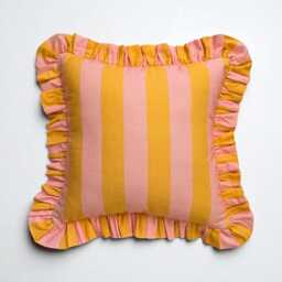 Frill Linen Striped Pillow Cover - Ruffle Different Color Options With Edges Lulu - thumbnail 2