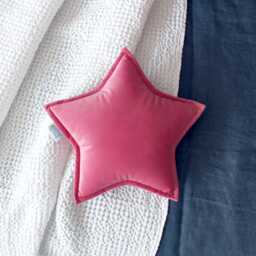 Hot Pink Velvet Star Cushion - Dark Rose Soft Decorative Pillow, Celestial Kids Room Decor - thumbnail 3