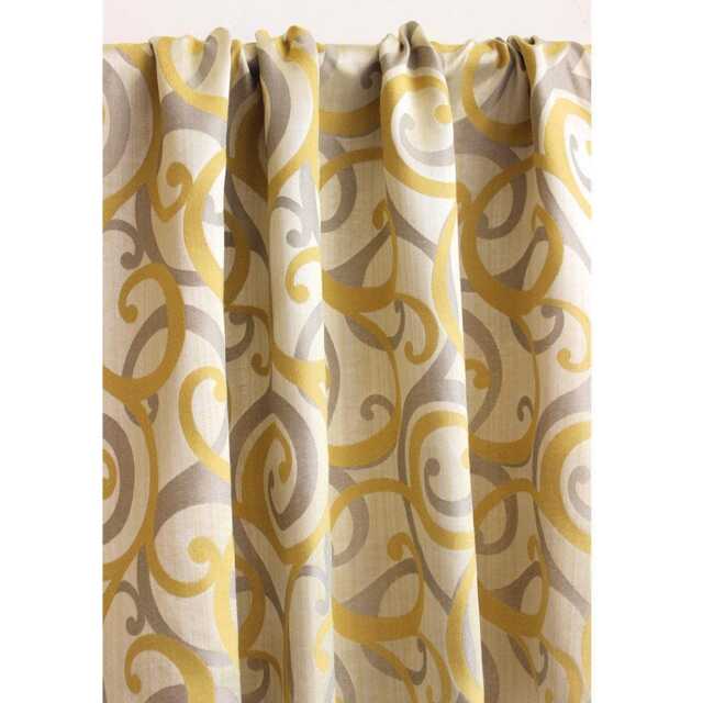 Yellow N Gray Scrolls Jacquard Weave Curtain Panels - Rod Pocket, Grommet, Box Pleat, Three Pinch Tab Top & Plain Ring Top - image 1