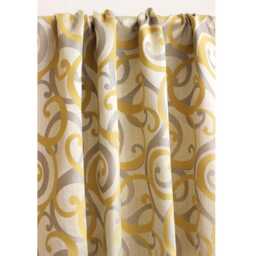 Yellow N Gray Scrolls Jacquard Weave Curtain Panels - Rod Pocket, Grommet, Box Pleat, Three Pinch Tab Top & Plain Ring Top - thumbnail 1