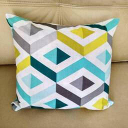 Cotton Velvet Pillow Cover, Diamonds Green Mint Geometric Case, Double-Sided Sham Cushion - thumbnail 4
