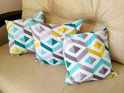 Cotton Velvet Pillow Cover, Diamonds Green Mint Geometric Case, Double-Sided Sham Cushion - thumbnail 1
