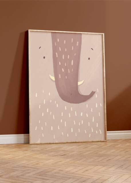 Enno Elephant Poster Brown I Safari, Jungle, Children's Room, Living Room Decoration, Poster, Download, Mural, Printable Picture Wall - image 1
