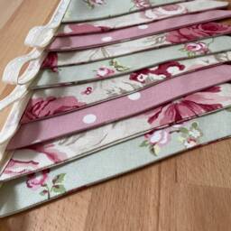 Shabby Chic Pink/Green Fabric Country Bunting - thumbnail 3