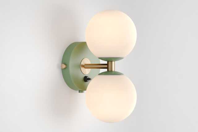 Mia Mid Century Modern Wall Sconce Olive Green Sphere Milk Glass Globe Plafond Vanity Light Bedside Lamp Retro Fixture - image 1