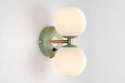 Mia Mid Century Modern Wall Sconce Olive Green Sphere Milk Glass Globe Plafond Vanity Light Bedside Lamp Retro Fixture - thumbnail 1
