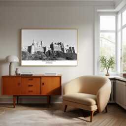 Bamburgh Castle Print Northumberland Black & White Photography - thumbnail 1