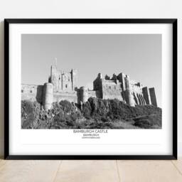 Bamburgh Castle Print Northumberland Black & White Photography - thumbnail 2