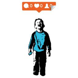 Artist Crying Boy Wall Sticker - Street Art Graffiti Social Media Decal Kid With Cellphone Hand Phone Laptop Mural Die Cut - thumbnail 2