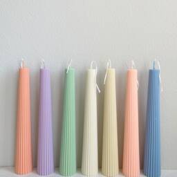 Ribbed Pillar Candle Greko Column, Soy Wax Dinner Candle - thumbnail 2