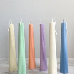 Ribbed Pillar Candle Greko Column, Soy Wax Dinner Candle - thumbnail 3