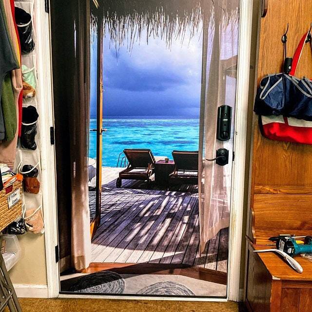 Door Wall Sticker Bungalow On The Water/ Sea Views Sticker/Summer Terrace View Wallpaper/Door Views/Mural - image 1