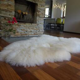 Original, Natural Large White Sheepskin Rug, Exclusive Rug - thumbnail 2