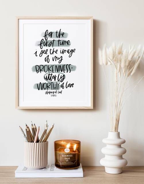 Enneagram 3 Sleeping At Last Lyrics Print - Gift Office Decor Encouraging Gifts Minimal Wall Art Neutral - image 1