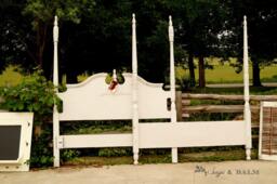 Sold - Antique White Shabby-Chic Chalk Painted Queen-Sized 4 Poster Bed Frame, Queen Headboard & Footboard, Distressed Furniture - thumbnail 1
